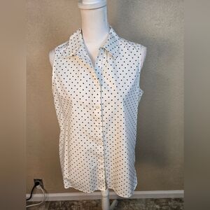 Chico's Sleeveless Button-Down Navy Shapes On White Medium (6094)